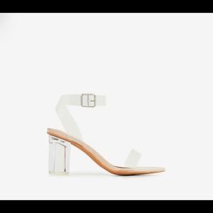 Never Worn Clear Perspex Block Heels Nude Size 11